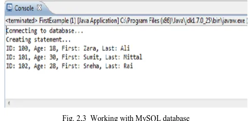 Fig. 2,3  Working with MySQL database 