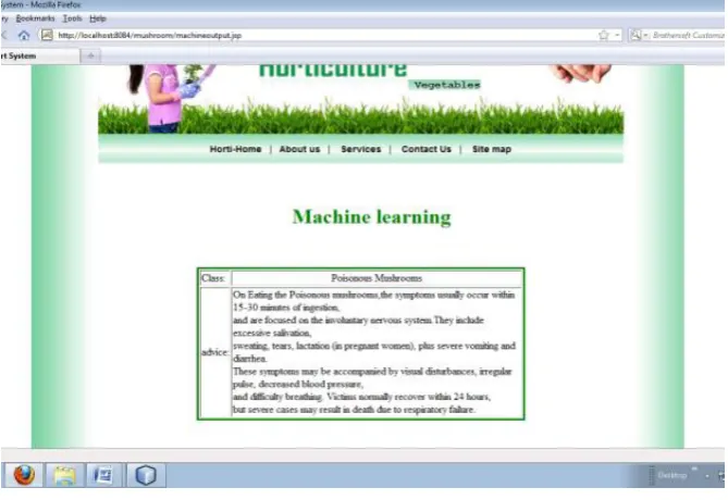Fig 6: screenshot that displays the class of mushrooms as result 