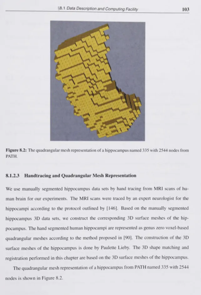 Figure 8.2:  The quadrangular mesh representation of a hippocampus named 335 with 2544 nodes from  PATH