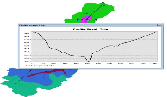 Figure 2-4.Cross section analysis for the DEM layer using 3D Analyst tool. 