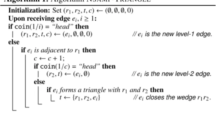 Figure 1: An example of a streaming graph, where the edges arrive in order e 1 , e 2 , 