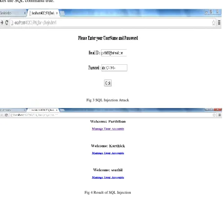 Fig 3 SQL Injection Attack 