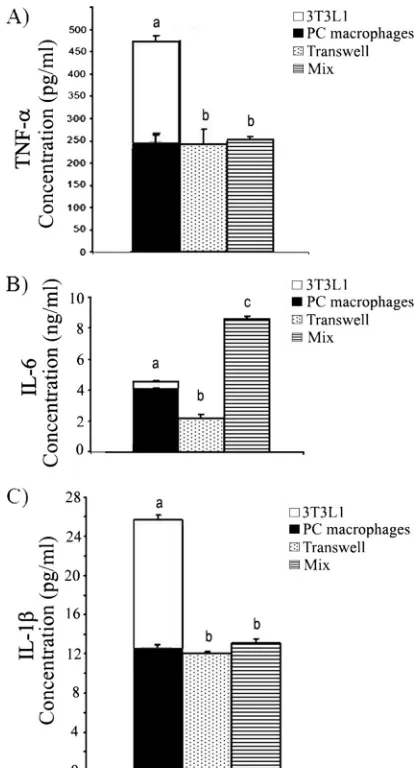 TABLE 1. Inﬂuence of peritoneal macrophages on the levels ofadiponectin (ACDC), GLUT1, and GLUT4transcripts in 3T3-L1 adipocytesa