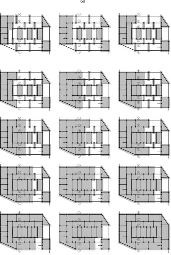 Figure 3.10: Progress of Algorithm 1 on a good 3-outerplanar embedding (same as in Figure 3.7) during the main iteration.