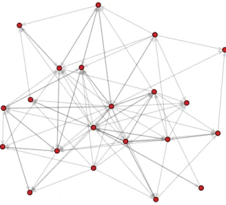 Figure 4.1: Plot of Krackhardt's friendship network on n = 21 nodes. The layout is generated using the algorithm of Fruchterman and Reingold (1991).