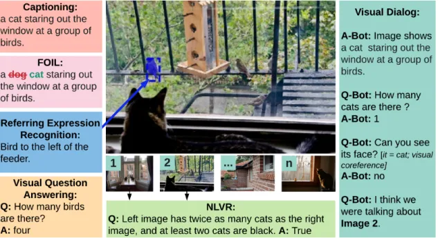 Figure 2.2: Common tasks in vision and language research.