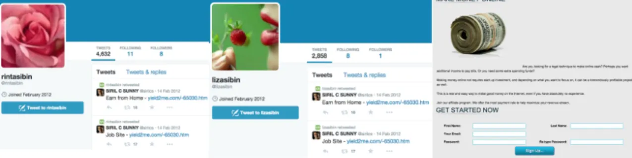 Figure 3.8: Example users whose group we categorize into “spam” and think is organized