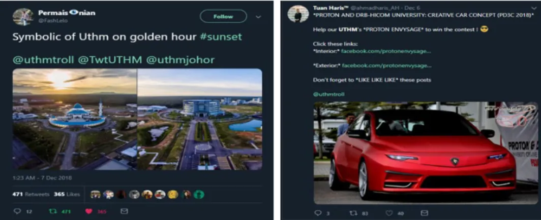 Fig. 8 - Example of positive and neutral tweets in the Twitter application 