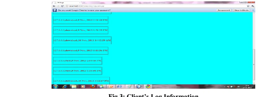 Fig 3: Client’s Log Information 
