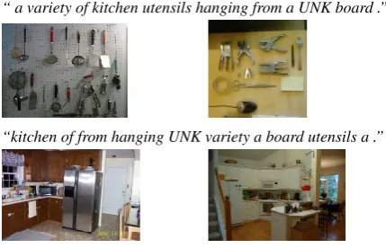 Table 3: Examples of two nearest neighbors retrieved by MULTITASK for original and scrambled cap-tions.