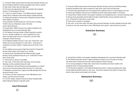 Figure 1.2: An example of abstractive and extractive summarization.