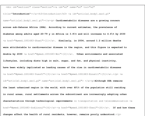 Figure 2.2: An example of XHTML format of a scientific article