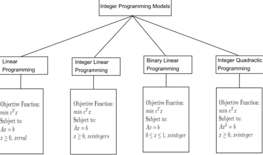 Figure 3.1: Integer programming models with examples