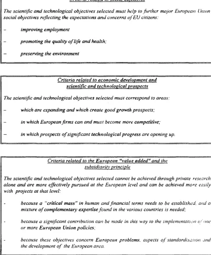Table n° 1: The selection criteria 