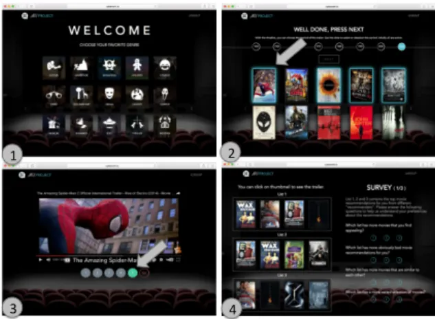 Figure 1: Example screenshots of the online application