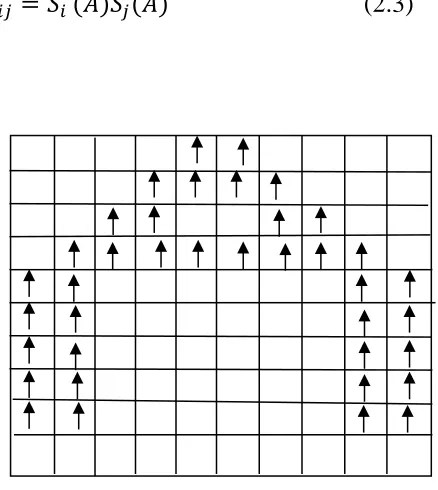 Figure 2.1. Spin configuration of letter “A” represented by upward spins and with the rest of the   