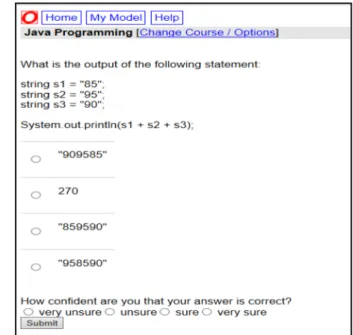 Fig. 4 An example of a question and a self-assessment in the extended OLMlets