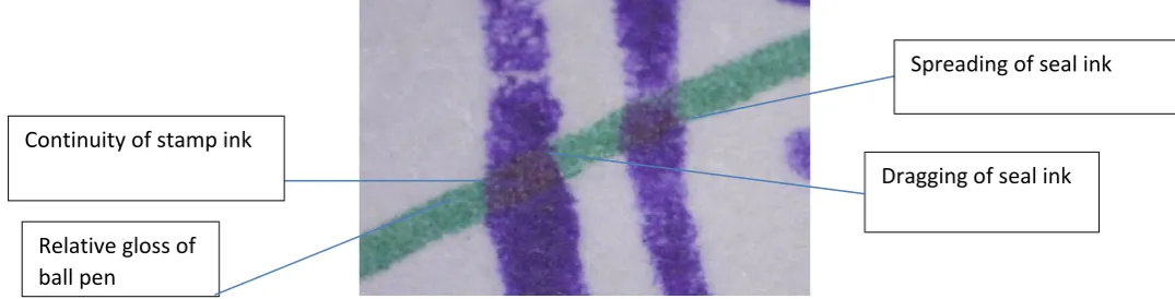 Fig 1 specimen of Stamp was over signature when observed under stereo microscope  