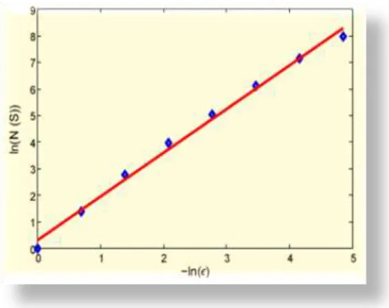 Figure 6Illustration of the box-counting method applied on the tachogram examplegiven in (Fig.1)