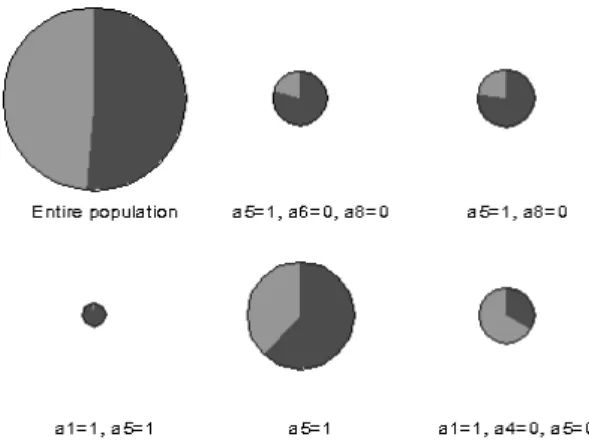 Figure 7: Visualisation of 5 best subgroups