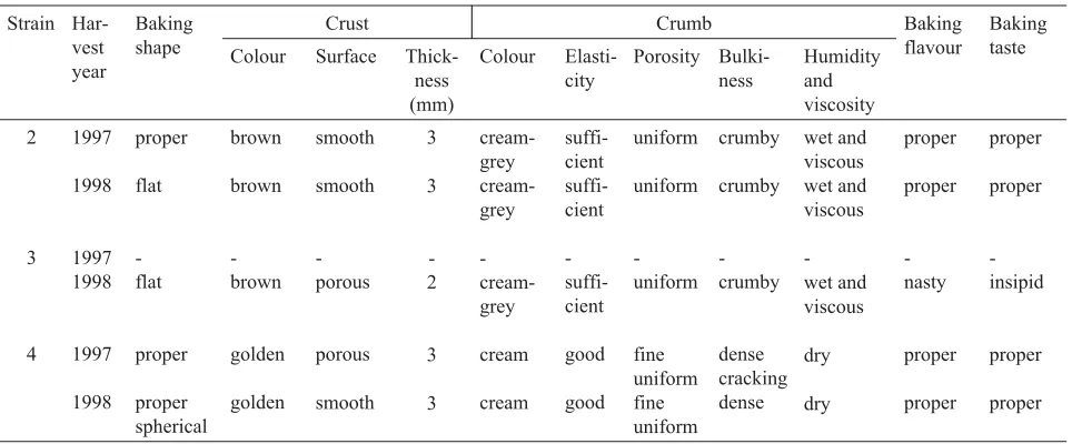 Fig. 1. Intersection of bread baked using flour of Presto cv. (No. 2) and strain Ae. juvenalis 6x (Thell.) Eig × 1125/90 (No