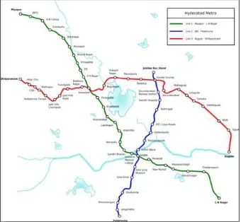 Fig. 1: Hyderabad Metro Project – Red & Green line plan view 