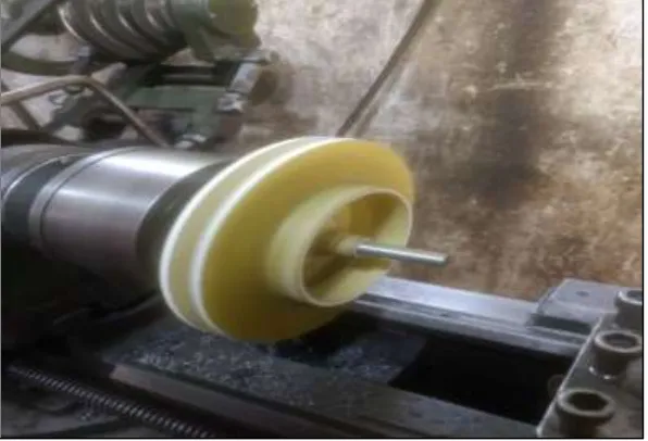Fig. 13: Turning of Impeller on Lathe Machine 