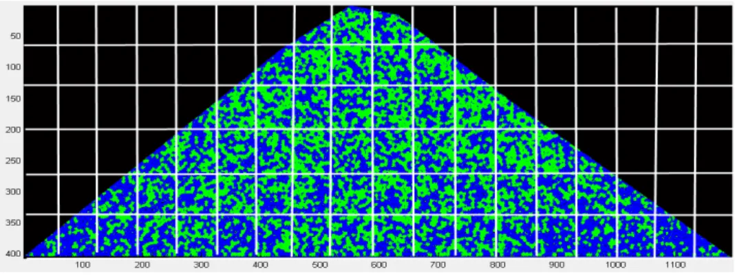 Fig. 8. A heap image, processed in MATLAB and divided into square bins, ready for image  analysis