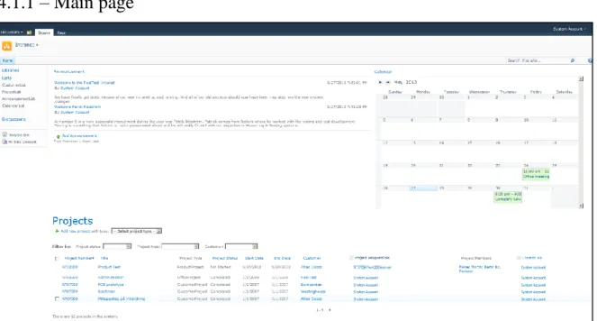 Figure 8 – Intranet main page