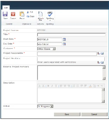 Figure 12 – Add project popup window