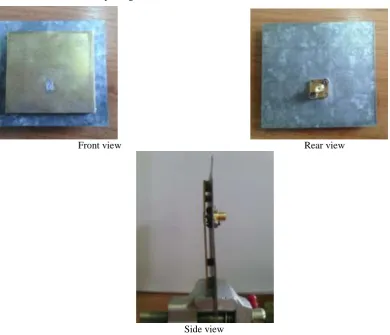 Figure 7.Side view  Microstrip antenna, made from sheet brass and galvanized iron  