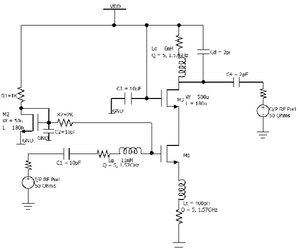 Fig. 2 Complete circuit diagram of LNA. 