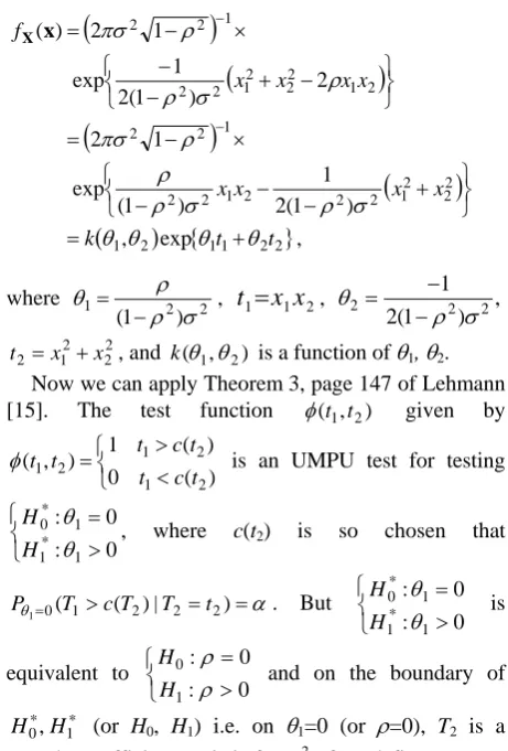 Table 1 shows parameters of an exchangeable normal vector and Figures 1-4 show their power functions (the graphs and the computations are prepared by S-PLUS)