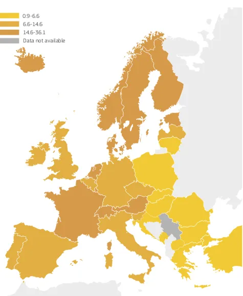 Figure 24: Share of the adult population (aged 25-64) participating in learning in 2018Source: Eurostat [sdg_04_60] 