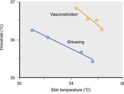 FIGURE 1 : Relationship between mean skin temperature and   core 