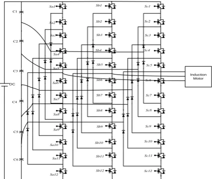 Figure 1. 7-level Diode Clamped Multilevel Inverter 