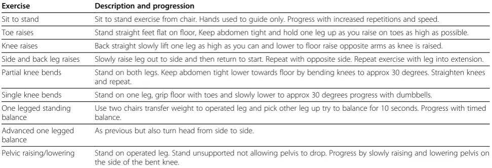 Table 1 Functional Hip Exercise circuit