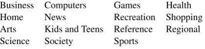 Table 1: Fifteen website categories provided by Alexa.com.We collect privacy policies from the top 100 websites in each.