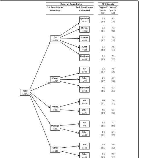 Fig. 1 Partitioning of the sample based on order of consultation with any healthcare practitioners*