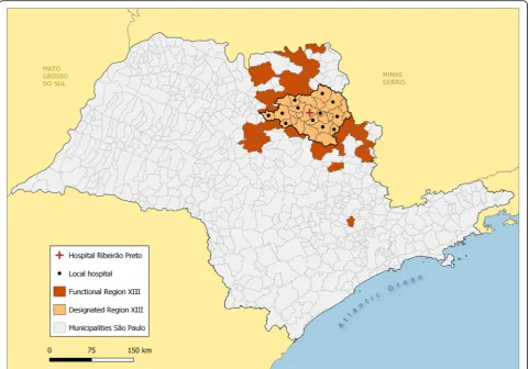 Fig. 2 Comparison between designated and functional regions for deliveries, São Paulo state, 2012