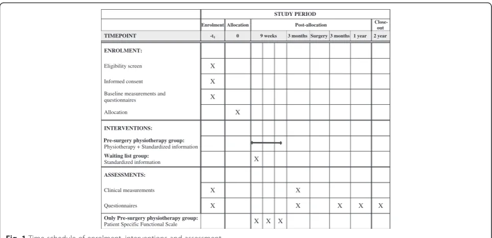 Fig. 1 Time schedule of enrolment, interventions and assessment