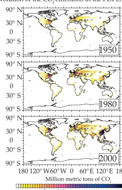 Figure 3. POPEM COand 2000. POPEM produces a gridded representation of anthro-pogenic COper capita emissions derived from the CDIAC database