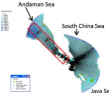 Figure 1.  Domain, grid and open boundary transects of the SRM 