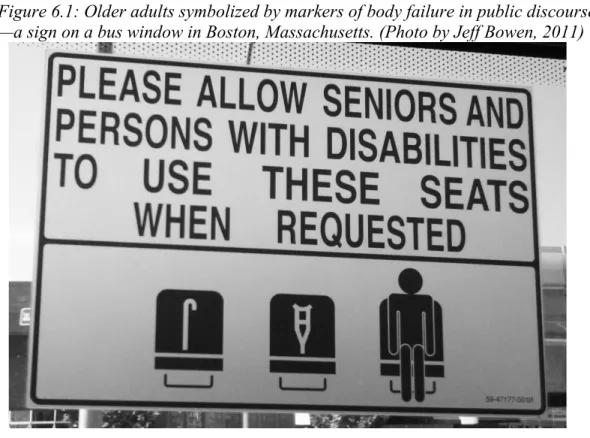 Figure 6.1: Older adults symbolized by markers of body failure in public discourses 