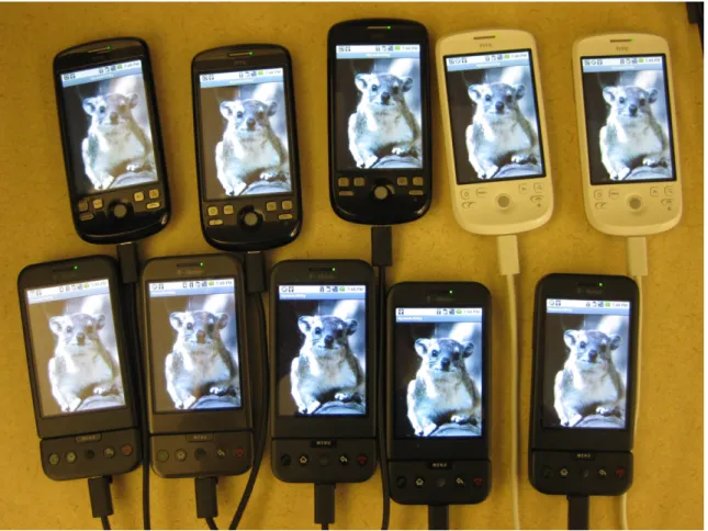 Figure 6.1: Hyrax workers running on our Android smartphone cluster.