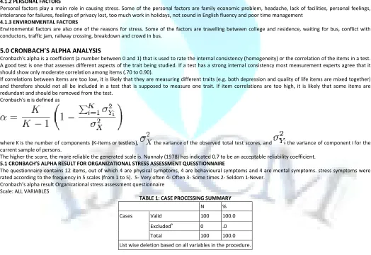 TABLE 1: CASE PROCESSING SUMMARY 