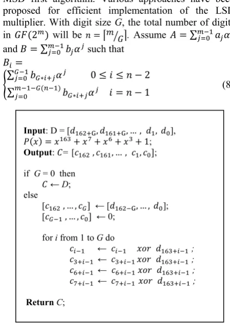 Fig. 3 Reduction algorithm for ���� = ���� mod ����