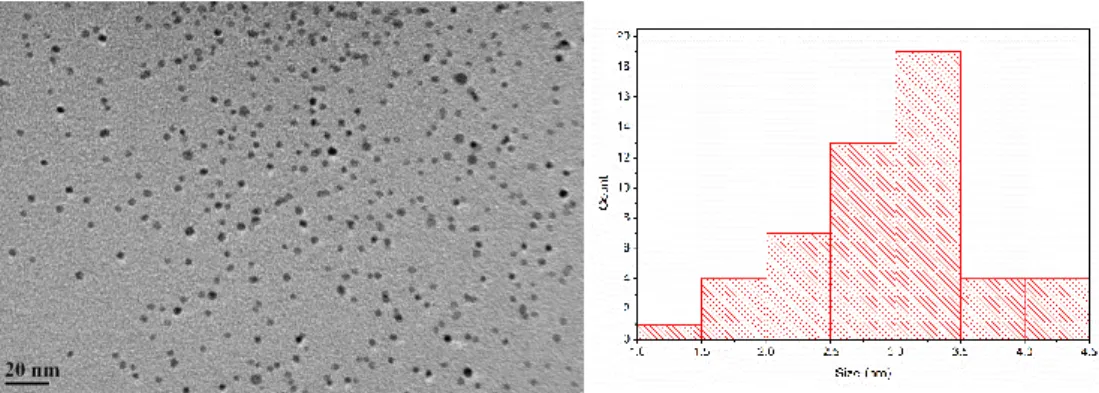Figure S1. TEM image and particle size distribution of Pd NPs.   