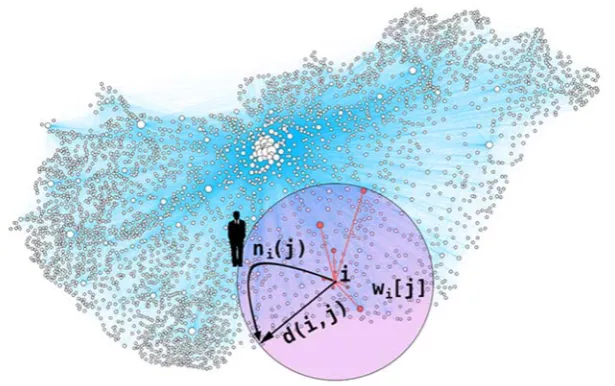 Figure 2 Settlements in the commuting network of Hungary. Here, we illustrate the data 